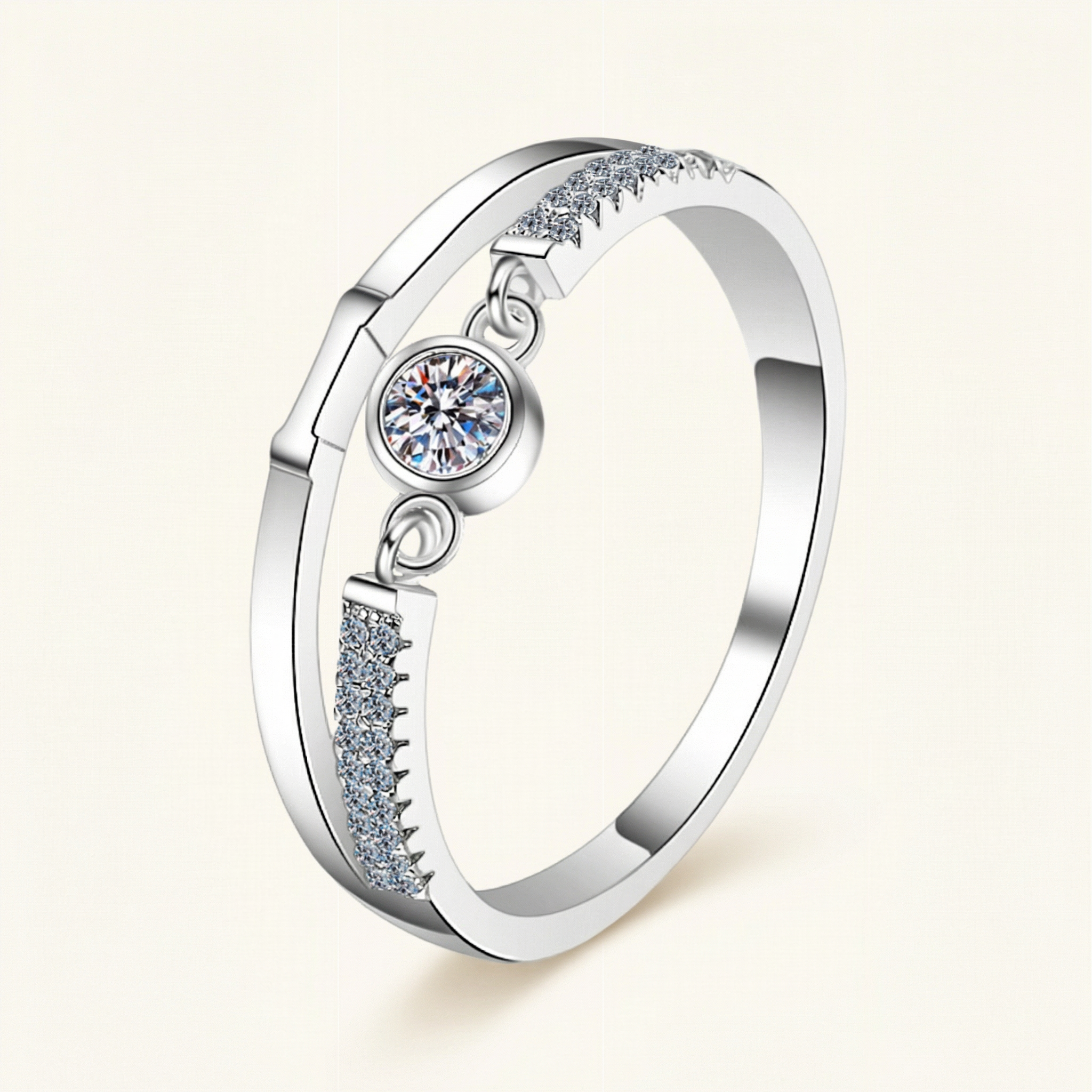 Amber Moissanite Ring